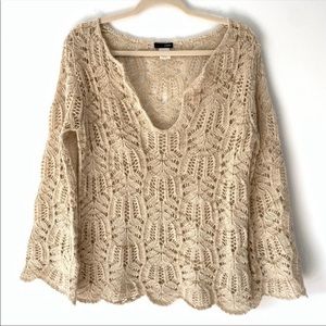J. Crew Metallic Crochet Thread Sweater Large